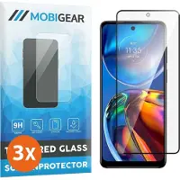 Mobigear Screenprotector geschikt voor Motorola Moto E32s Glazen | Premium Screenprotector - Case Friendly - Zwart (3-Pack)
