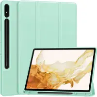Mobigear Tablethoes geschikt voor Samsung Galaxy Tab S9 Plus Hoes | Tri-Fold Gel Bookcase + Stylus Houder - Turquoise