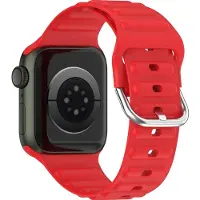 Mobigear Bumpy Siliconen Watch bandje geschikt voor Apple Watch Bandje Gespsluiting - 41/40/38 mm - Rood