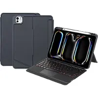 Mobigear Tablethoes geschikt voor Apple iPad Pro 11 Inch (2024) Hoes | Detachable Rotating QWERTY Bluetooth Toetsenbord Bookcase + Stylus Houder - Zwart