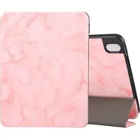 Mobigear Tablethoes geschikt voor Apple iPad 11 (2025) Hoes | Tri-Fold Marble Bookcase + Stylus Houder - Roze