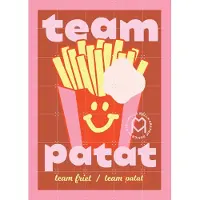 IXXI Team Patat, Mella Mella - 100 x 140 cm - Gratis ophangtool - Grote wanddecoratie en posters - Typografie, Digitale Kunst, Cartoonesk, Retro