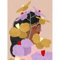 IXXI Hidden Behind Yellow Purple Flowers, Bea Müller & Various - 60 x 80 cm - Gratis ophangtool - Grote wanddecoratie en posters - Speels