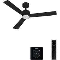 Create - Stille plafondventilator 40W met licht - Zwart - Ø132cm - Controller voor wandmontage + afstandsbediening - WIND MODERN