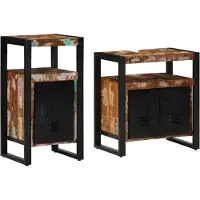 vidaXL Badkamermeubel Set 2 st Bruin Massief hergebruikt hout