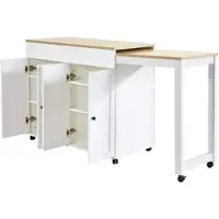 MODFU Uitschuifbare Bartafel Met Opbergruimte - Zes Opbergvakken - Modern - Voor Eetkamer - MDF - Wit - 117-180 x 50 x 94,6 cm