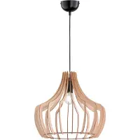 TRIO Hanglamp Wood, dimbaar, hout licht, Woon-/ Eetkamer, Scandinavisch, Hanglamp