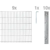 Alberts 674434 dubbelstaafmat hekwerk als 20-delige complete hekwerkset, thermisch verzinkt, hoogte 123 cm, lengte 22,5 m