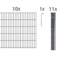 Alberts 673932 dubbelstaafmat hekwerk als 27-delige complete hekwerkset, antraciet, hoogte 103 cm, lengte 25 m