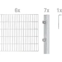 Alberts 651046 dubbelstaafmat hekwerk als 14-delige complete hekwerkset, thermisch verzinkt, hoogte 180 cm, lengte 12 m
