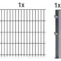Alberts 641498 dubbelstaafmat hekwerk als complete hekwerkset, antraciet, hoogte 143 cm, lengte 2,5 m