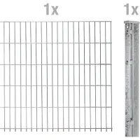 Alberts 645441 dubbelstaafmat hekwerk als complete hekwerkset, thermisch verzinkt, hoogte 163 cm, lengte 2,5 m