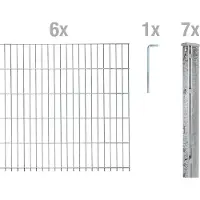 Alberts 674212 dubbelstaafmat hekwerk als 17-delige complete hekwerkset, thermisch verzinkt, hoogte 103 cm, lengte 15 m