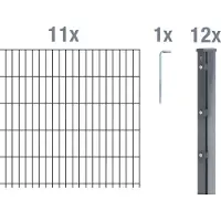 Alberts 674007 dubbelstaafmat hekwerk als 24-delige complete hekwerkset, antraciet, hoogte 103 cm, lengte 27,5 m