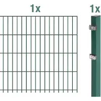 Alberts 641443 dubbelstaafmat hekwerk als complete hekwerkset, kunststofgecoat, groen, hoogte 183 cm, lengte 2,5 m
