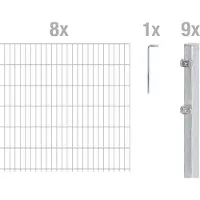 Alberts 669652 dubbelstaafmat hekwerk als 22-delige complete hekwerkset, thermisch verzinkt, hoogte 83 cm, lengte 20 m