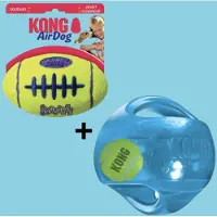 Kong jumbler ball assorti en airdog football L/xl 18 cm + l 17x10,5 cm