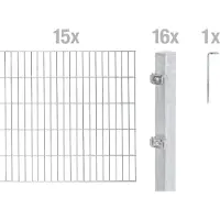 Alberts Dubbelstaafmat hekwerk Basisset Hoogte: 80 - 160 cm, totale lengte: 4 - 30 m, voor plaatsing in beton (set)