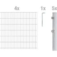 Alberts 641115 dubbelstaafmat hekwerk als 12-delige complete hekwerkset, thermisch verzinkt, hoogte 103 cm, lengte 10 m