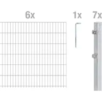 Alberts 669515 dubbelstaafmat hekwerk als 14-delige complete hekwerkset, thermisch verzinkt, hoogte 83 cm, lengte 15 m