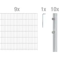 Alberts 669768 dubbelstaafmat hekwerk als 20-delige complete hekwerkset, thermisch verzinkt, hoogte 163 cm, lengte 22,5 m