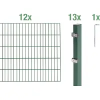 Alberts 656744 dubbelstaafmat hekwerk als 26-delige complete hekwerkset, groen, hoogte 200 cm, lengte 24 m