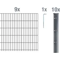 Alberts 673901 dubbelstaafmat hekwerk als 20-delige complete hekwerkset, antraciet, hoogte 183 cm, lengte 22,5 m