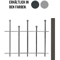 Alberts Metalen hek Uitbreidingsset Madrid Hoogte: 49,5, 73,5 en 98,5 cm, breedte: 200 cm, om in beton te verankeren