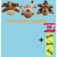 Kong cozie naturals assorti en tennisballen 13,5x15,5x7 cm + m 6,5 cm 3 st