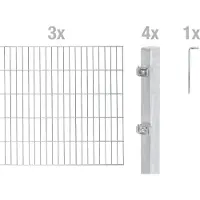 Alberts 653767 dubbelstaafmat hekwerk als 6-delige complete hekwerkset, thermisch verzinkt, hoogte 140 cm, lengte 6 m