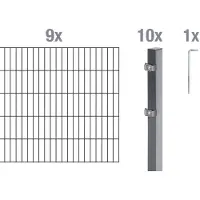 Alberts Dubbelstaafmat hekwerk Basisset Hoogte: 80 - 160 cm, totale lengte: 4 - 30 m, voor plaatsing in beton (set)