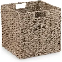 Relaxdays opbergmand zeegras - 30x30x30 cm - vierkant - gevlochten - kastmand - badkamer