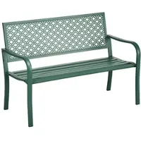 MODFU - Tuinbank Voor 2 Personen - Ergonomisch Met Rugleuning En Armleuningen - Stalen Frame Met Poedercoating - Donkergroen - 127 X 63 X 83 Cm