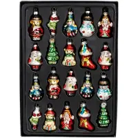 Mica Decorations Kerstballen Set van 20 Stuks - Kerstversiering voor de Kerstboom - Glazen Kerstornamenten met Klassieke Kerstfiguren - Kersthangers 3,5 cm - Groen