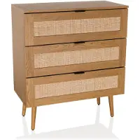 Hjh LIVING Commode BOHEO K 80x40x90 cm 3 laden rotan vlechtwerk eiken