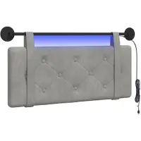 vidaXL Hangend hoofdbord Met LED-verlichting Lichtgrijs Fluweel