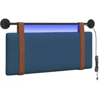 vidaXL Hangend hoofdbord Met LED-verlichting Blauw Antiek PU