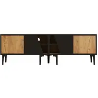 STILVORA TV-Meubel - Lowboard Met Afgeschuinde Deuren En 7 Steunpooten, 45 kg Draagkracht - Spaanplaat - 160x36,5x45 cm - Lichtbruin+Zwart