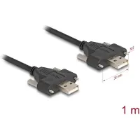 DeLOCK USB 2.0 Cable Type-A male to male with screw distance 30 mm 1 m black
