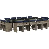 vidaXL 15-delige tuinset met kussens, grijs polyrotan
