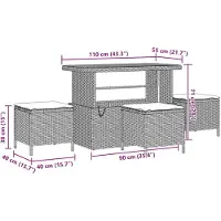 vidaXL Tuinbank Set 9 st 8-Aantal zitplaatsen Zwart Poly rattan