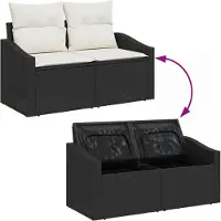 vidaXL Tuinbank Set 9 st 7-Aantal zitplaatsen Zwart Poly rattan