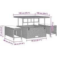 vidaXL Tuinbank Set 9 st 7-Aantal zitplaatsen Zwart Poly rattan