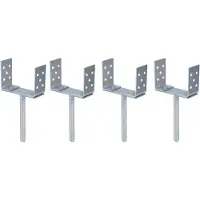 Alberts 4 x U-paaldrager, Breite 75 - 180 mm, hoogte 108 mm, Riffelstahl-betonanker 200 mm, blauw elektrolytisch verzinkt