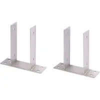 Alberts 2 x U-paaldrager, voor opschroeven, roestvrij staal, voor houten palen 91 mm, hoogte 200 mm