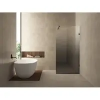 Wiesbaden Inloopdouche Rechts Less 100x200 cm 8 mm Nano Spiegelrook- naar Helder Glas Mat Zwart