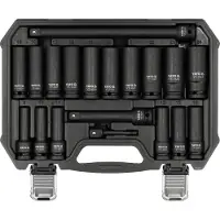 YATO Lange Krachtdoppenset 1/2" – 19-Delig – CrMo Staal – Met Verlengstukken & Bit-Adapter – AS-Drive – Impact Doppen