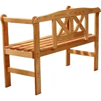 Kadax Tuinbank, 120 x 47 x 81,5 cm, bank van een vezelplaat, zitbank met opbergruimte en rugleuning, weerbestendige houten bank voor tuin, balkon, 119 cm, bruin/X