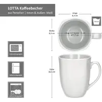 MamboCat Set van 6 LOTTA koffiemokken wit porselein 300ml