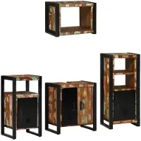 vidaXL Badkamermeubel Set 4 st Veelkleurig en Zwart